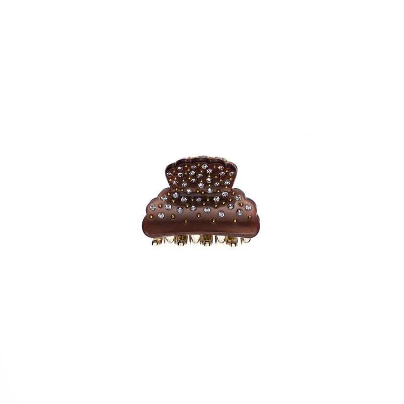 CRYSTAL HAIR CLAW SMALL MAHOGANY