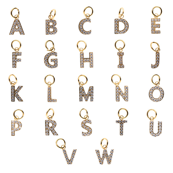 CRYSTAL LETTER CHARM GOLD