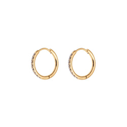 CRYSTAL MINI HOOP SOFT BROWN