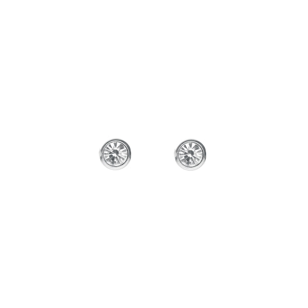 CRYSTAL STUD ROUND SILVER