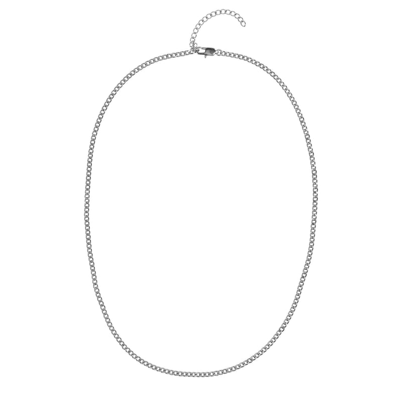 CUBAN CHAIN NECKLACE EXTRA THIN SILVER