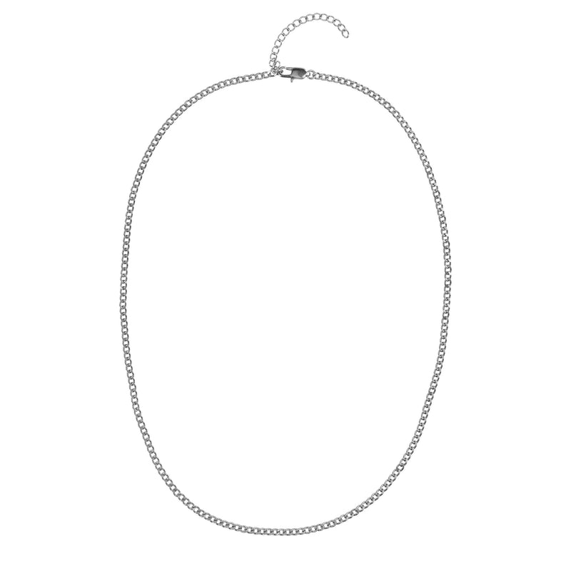 CUBAN CHAIN NECKLACE EXTRA THIN SILVER