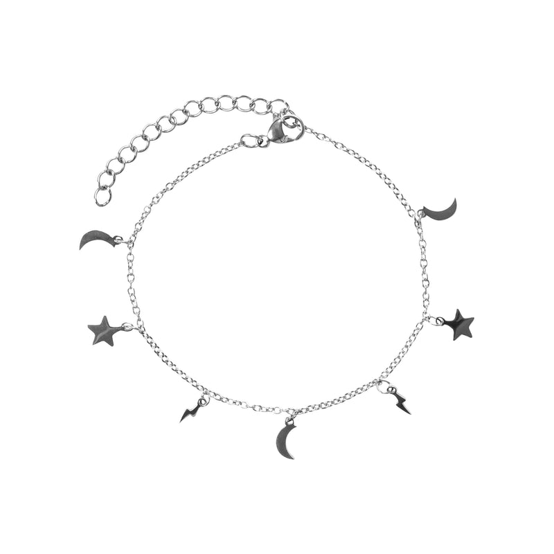 Thin silver on sale bracelet with charm