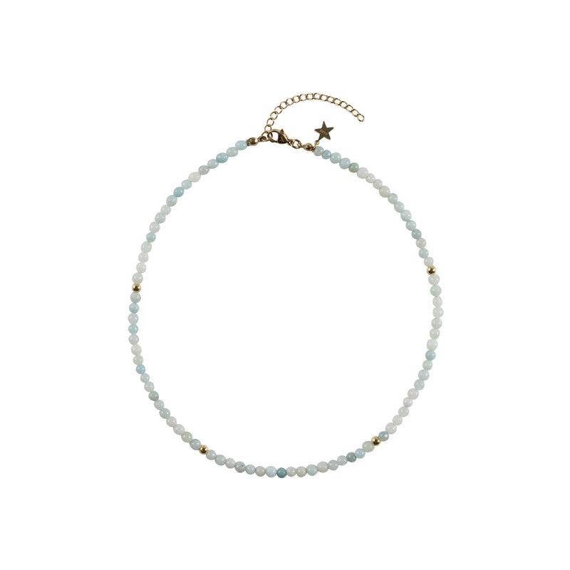 STONE BEAD NECKLACE 4 MM AQUAMARINE 40 CM