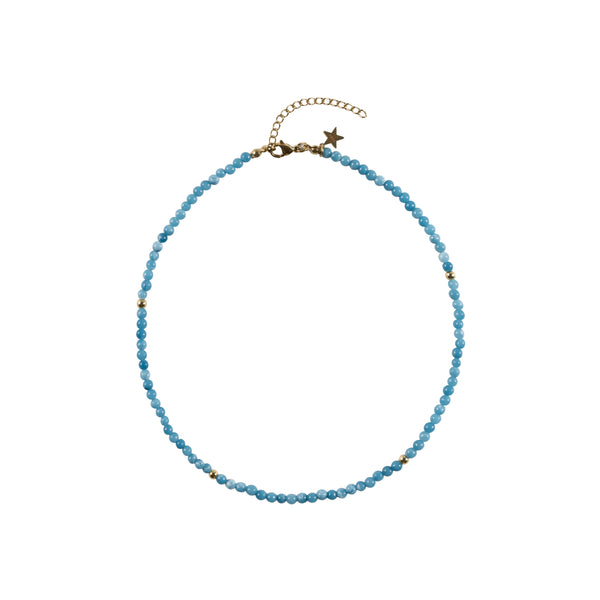 STONE BEAD NECKLACE 4 MM TURQUOISE 40 CM