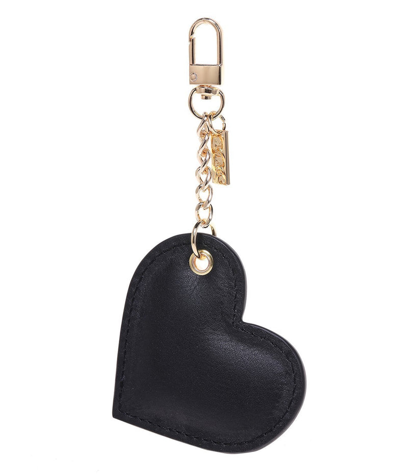 LEATHER HEART CHARM BLACK NAPPA W/GOLD