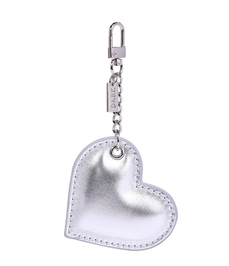 LEATHER HEART CHARM SILVER