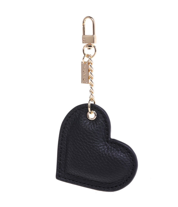 LEATHER HEART CHARM BLACK W/GOLD