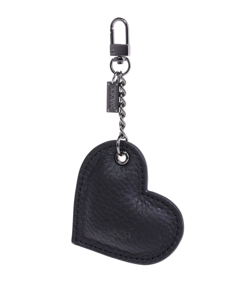 LEATHER HEART CHARM BLACK W/GUNMETAL