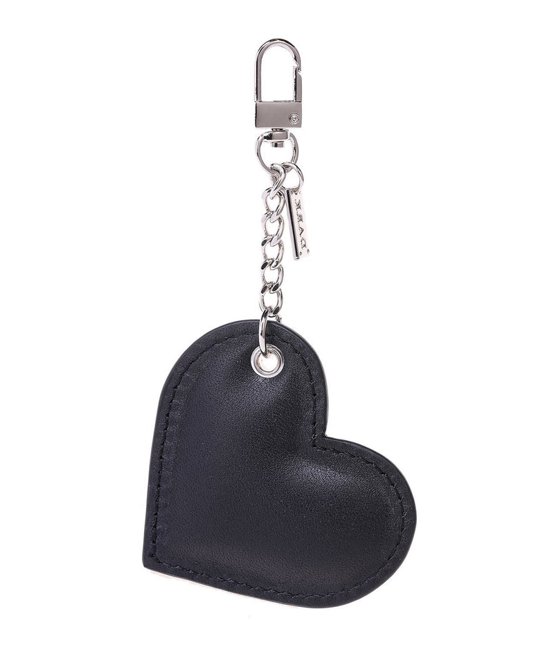 LEATHER HEART CHARM BLACK NAPPA W/SILVER