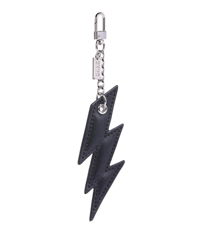 LEATHER LIGHTNING CHARM BLACK NAPPA W/SILVER