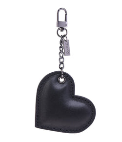 LEATHER HEART CHARM BLACK NAPPA W/GUNMETAL