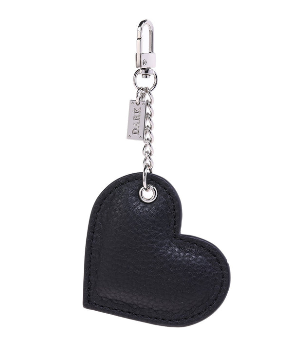 LEATHER HEART CHARM BLACK W/SILVER