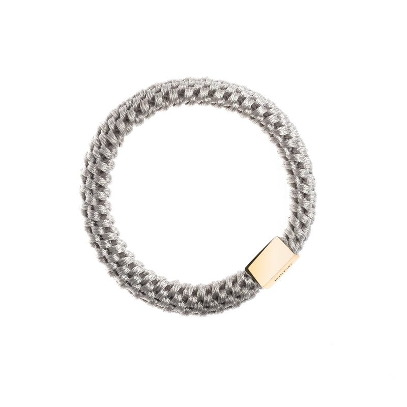 FAT HAIR TIE LIGHT LIGHT GREY W/GOLD