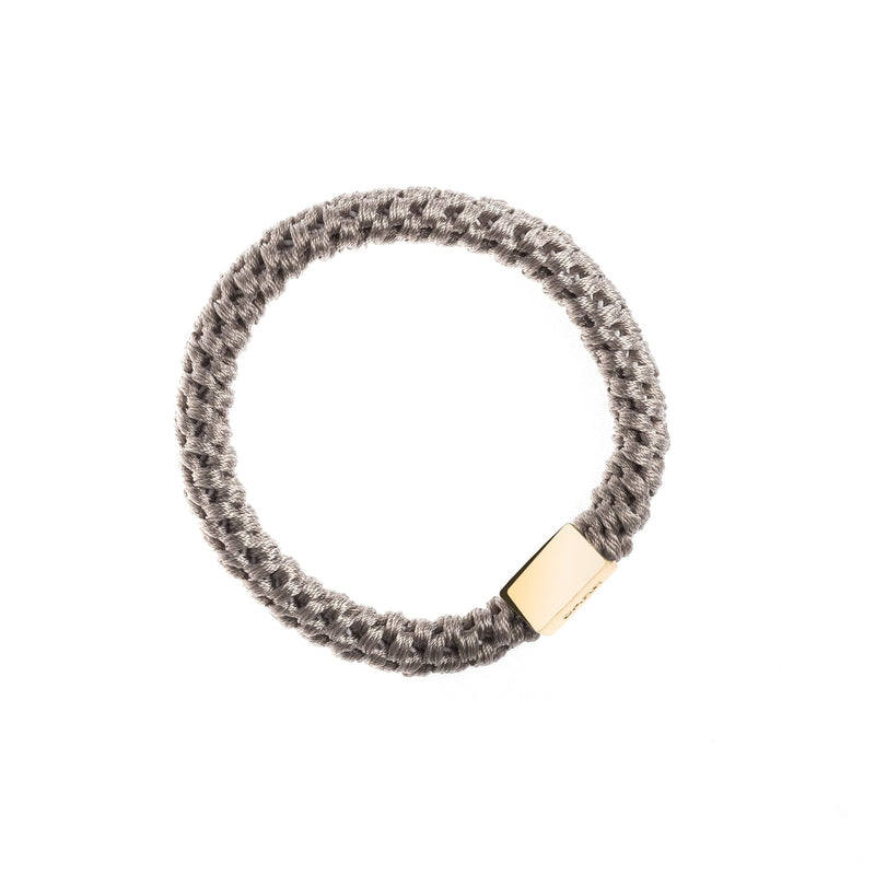 FAT HAIR TIE TAUPE GML W/GOLD