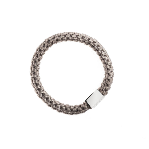FAT HAIR TIE TAUPE GML W/SILVER