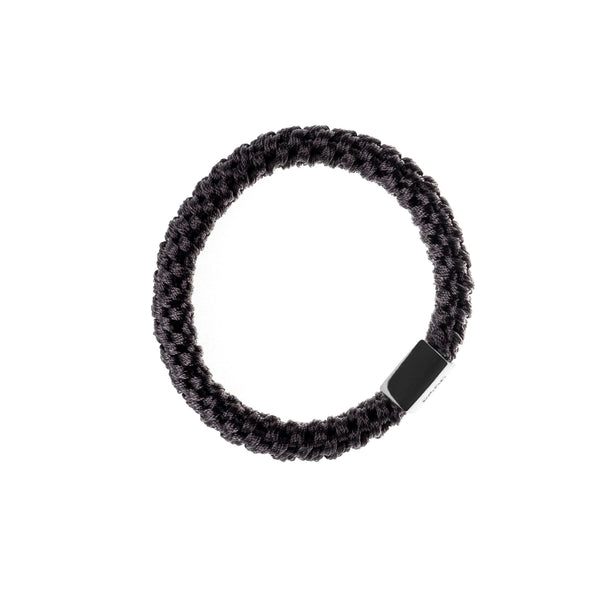 FAT HAIR TIE CHARCOAL W/SILVER