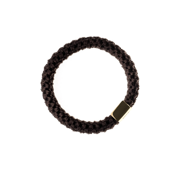 FAT HAIR TIE CHOCOLATE BROWN W/GOLD