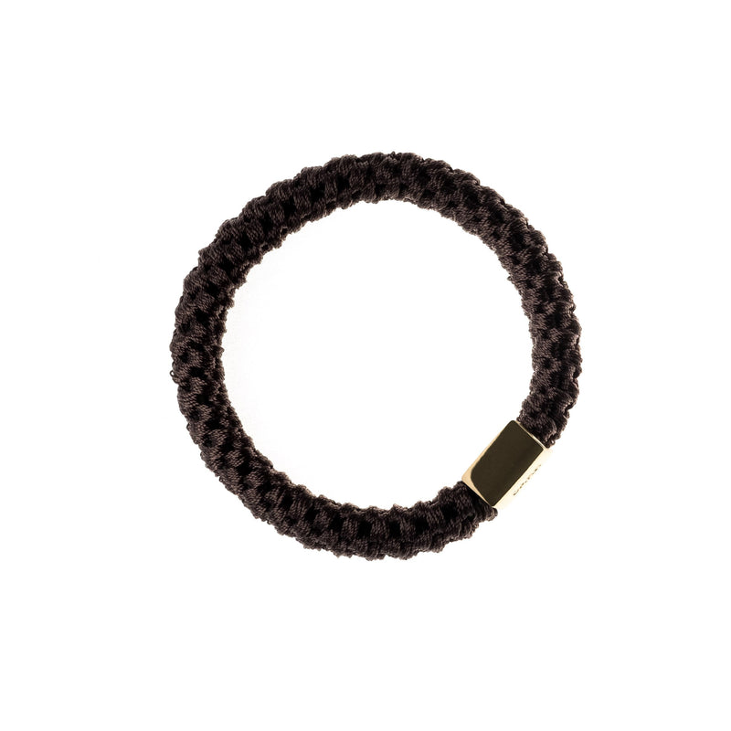 FAT HAIR TIE CHOCOLATE BROWN W/GOLD