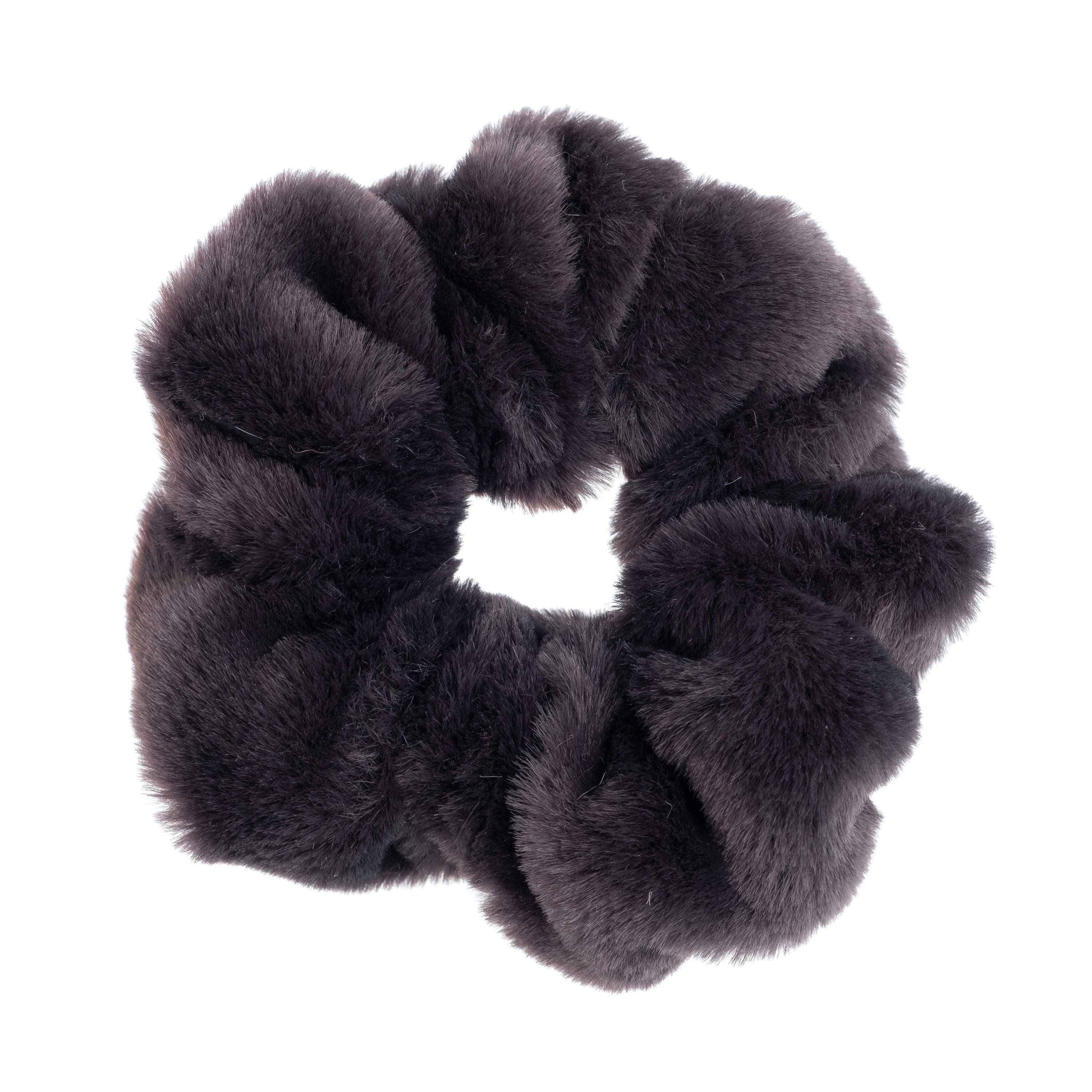 FAUX FUR SCRUNCHIE ELEPHANT GREY FAUX FUR SCRUNCHIE ELEPHANT GREY