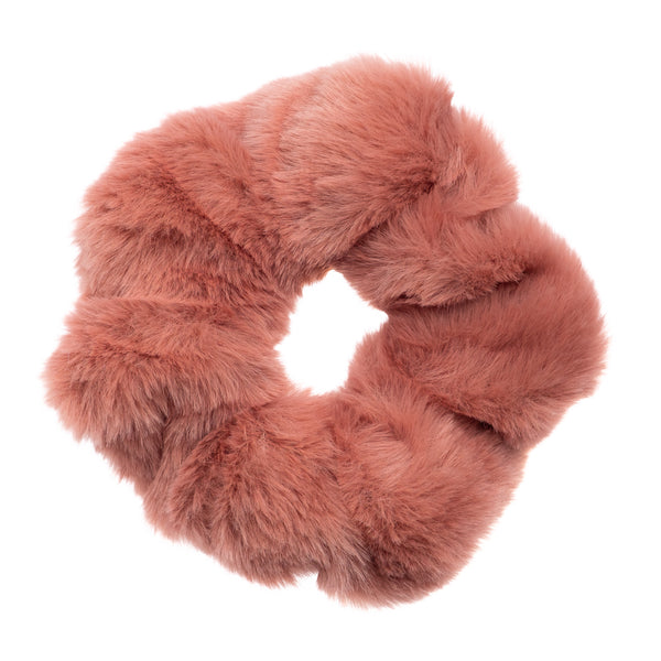 FAUX FUR SCRUNCHIE DUSTY MAHOGANY