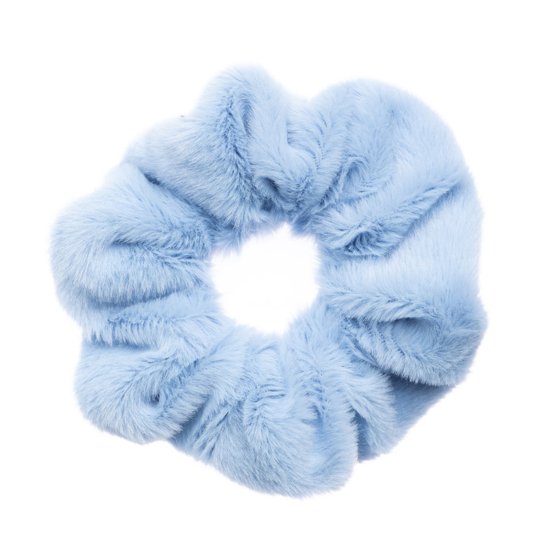 FAUX FUR SCRUNCHIE LIGHT BLUE