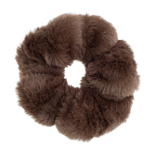 FAUX FUR SCRUNCHIE SOFT BROWN