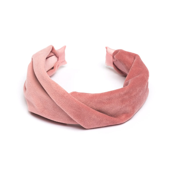 VELVET HAIR BAND FOLDED BLUSH ROSE