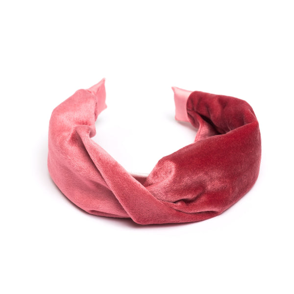 VELVET HAIR BAND FOLDED PINK