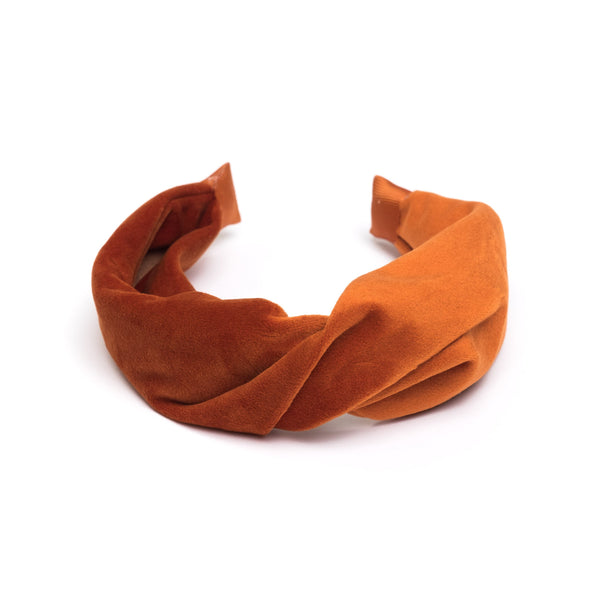 VELVET HAIR BAND FOLDED COPPER