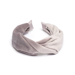 VELVET HAIR BAND FOLDED ELEPHANT GREY