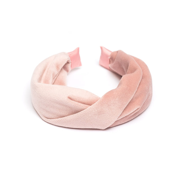 VELVET HAIR BAND FOLDED PALE ROSE