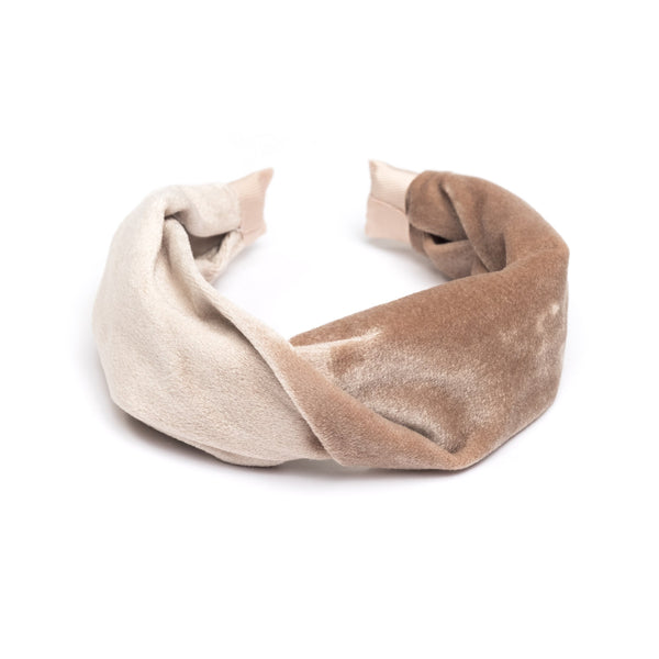 VELVET HAIR BAND FOLDED SPARKLED SAND