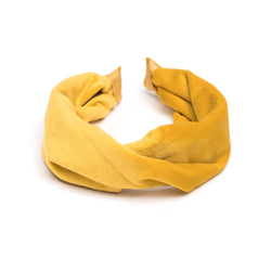 VELVET HAIR BAND FOLDED YELLOW