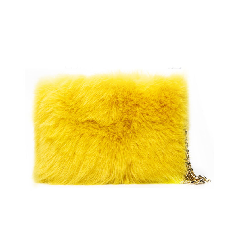 FOX FUR POUCH YELLOW