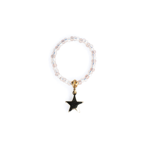 GLASS BEAD RING NOUGAT W/STAR CHARM