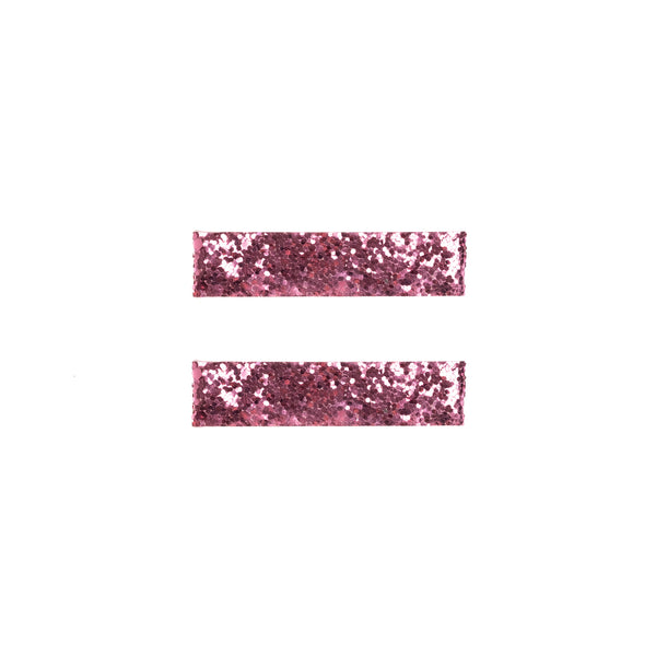 GLITTER HAIR CLIPS LARGE PINK 2 PK