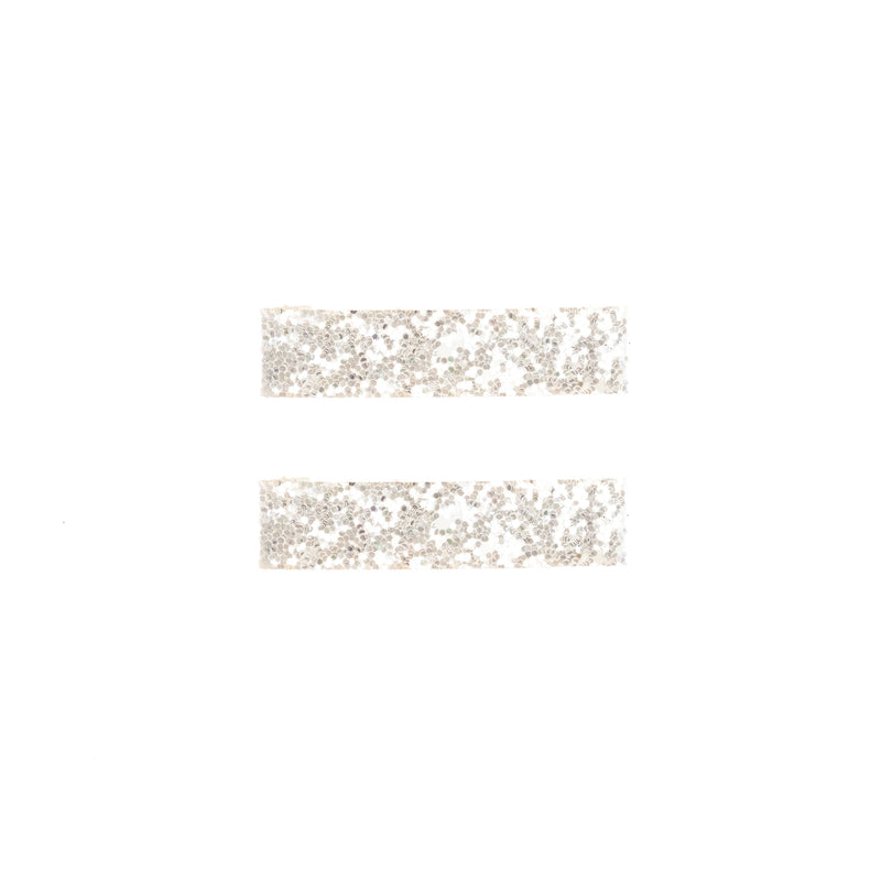 GLITTER HAIR CLIPS LARGE WHITE 2 PK