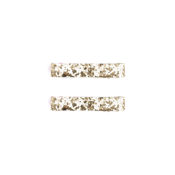 GLITTER HAIR CLIPS GOLD 2 PK