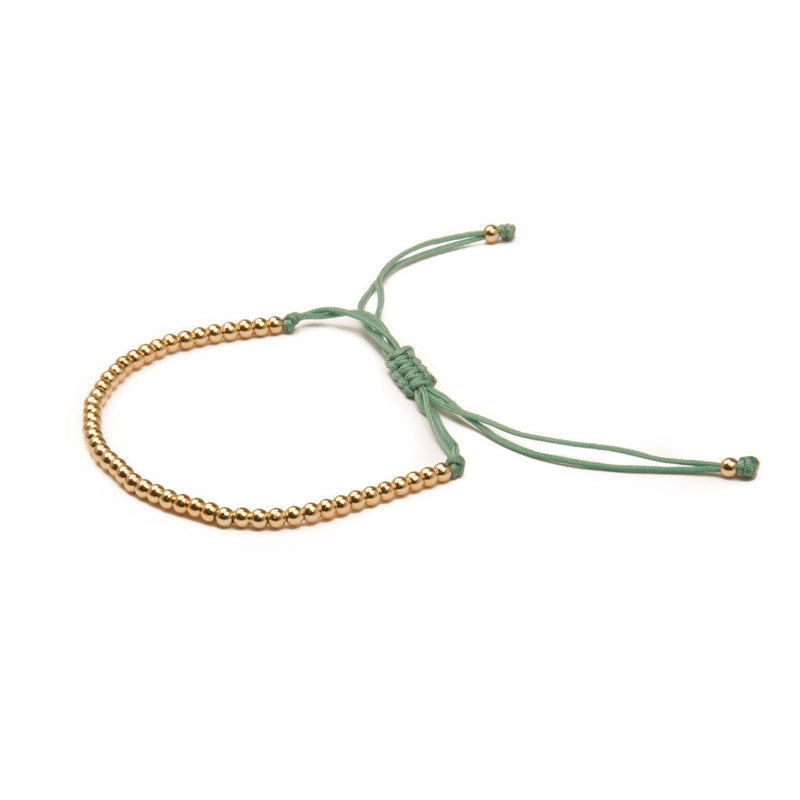 METAL BEAD BRACELET THIN GOLD GREEN