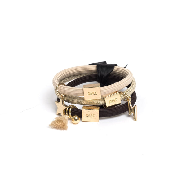 HAIR TIES 3 PK CHARM COMBO CHOCOLATES