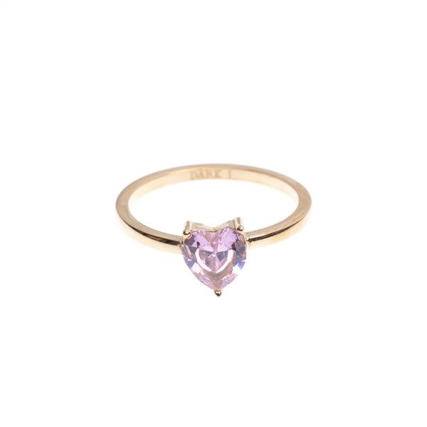 HEART CRYSTAL RING PALE ROSE