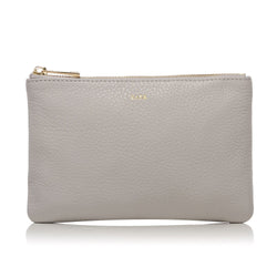LEATHER SMALL POUCH GRAIN LIGHT GREY