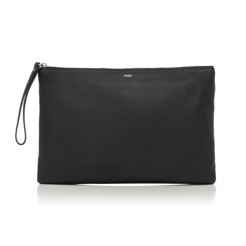 LEATHER LARGE POUCH BLACK W/SILVER
