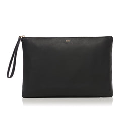 LEATHER LARGE POUCH BLACK W/GOLD