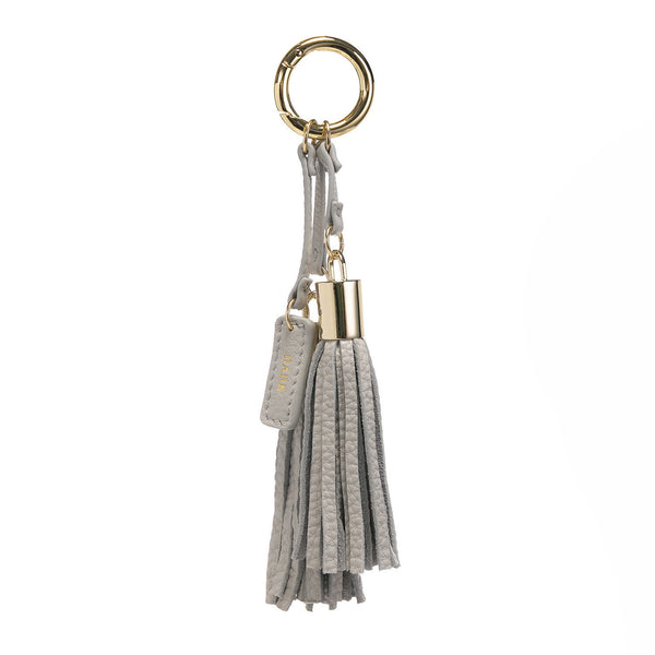 LEATHER TWIN TASSEL LIGHT GREY