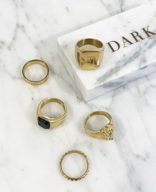 SIGNET RING GOLD MINI W/BLACK ONYX