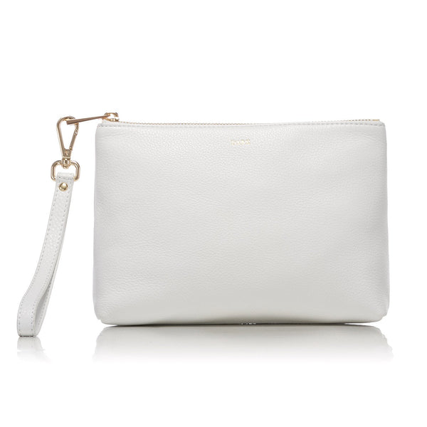 LEATHER STANDING POUCH WHITE