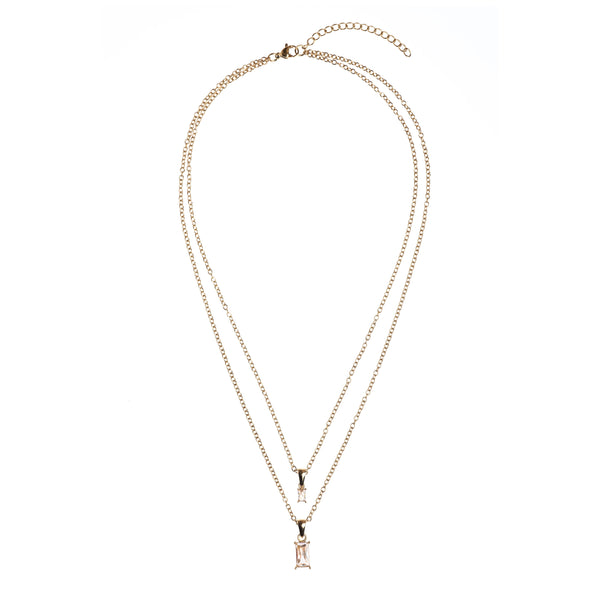BAGUETTE CRYSTAL NECKLACE CHAMPAGNE