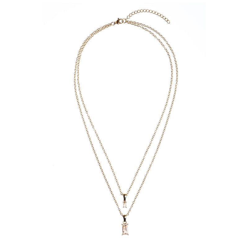 BAGUETTE CRYSTAL NECKLACE CHAMPAGNE